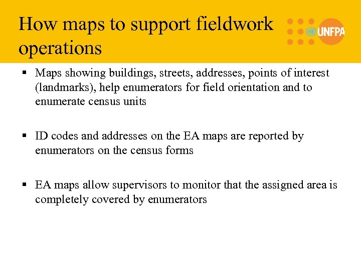 How maps to support fieldwork operations § Maps showing buildings, streets, addresses, points of