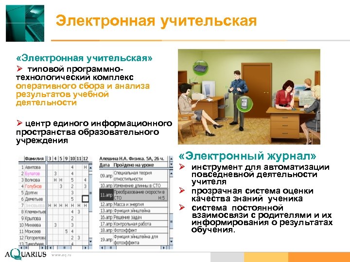 Электронная учительская «Электронная учительская» Ø типовой программнотехнологический комплекс оперативного сбора и анализа результатов учебной