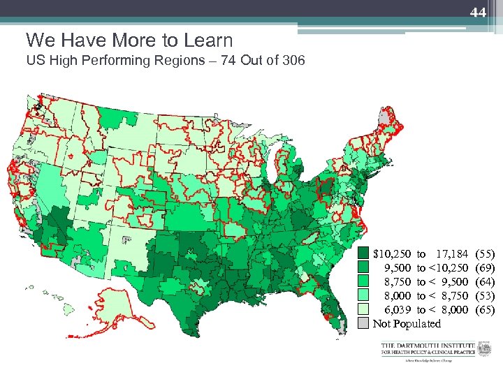 44 We Have More to Learn US High Performing Regions – 74 Out of