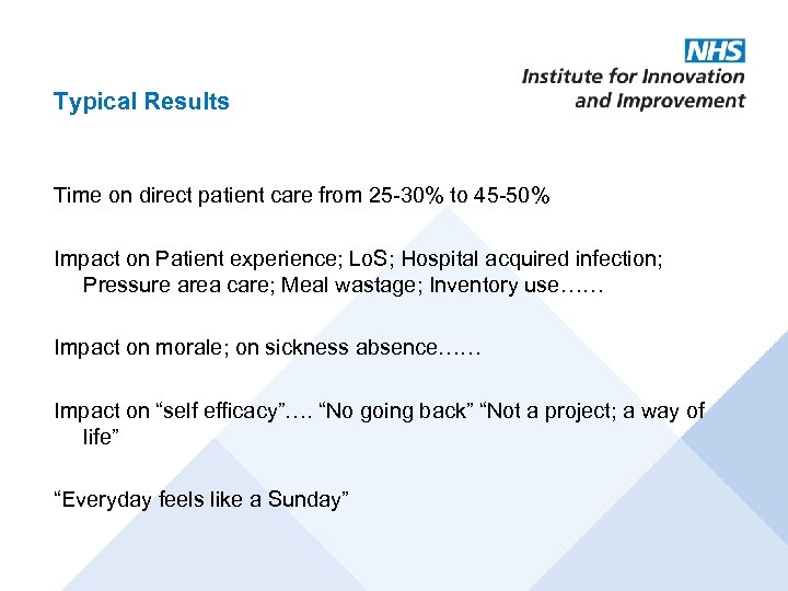 Typical Results Time on direct patient care from 25 -30% to 45 -50% Impact