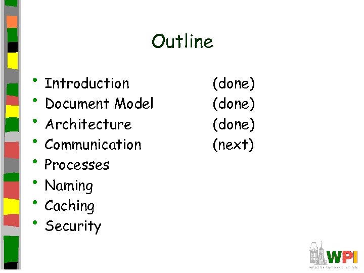 Outline • Introduction • Document Model • Architecture • Communication • Processes • Naming