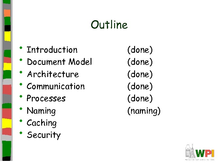 Outline • Introduction • Document Model • Architecture • Communication • Processes • Naming