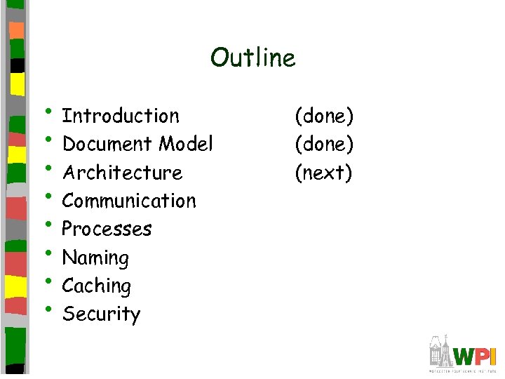 Outline • Introduction • Document Model • Architecture • Communication • Processes • Naming