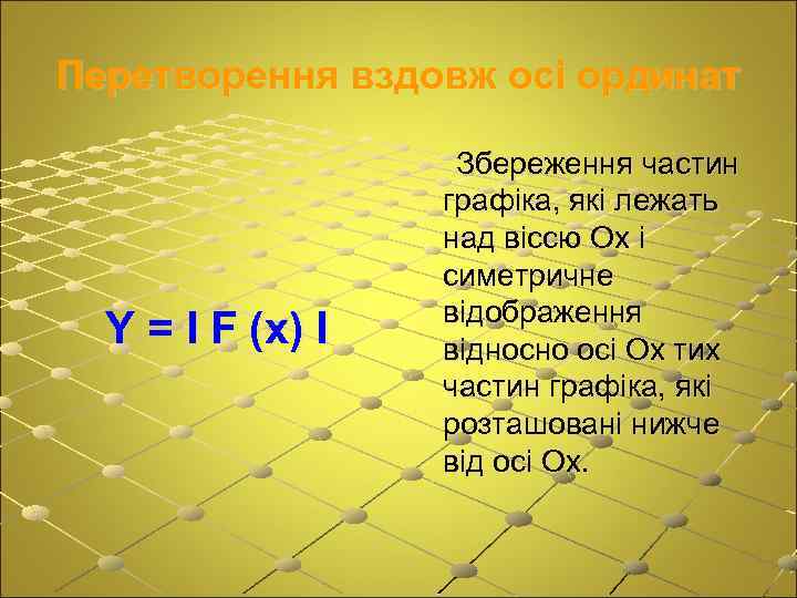 Перетворення вздовж осі ординат Y = І F (x) І Збереження частин графіка, які