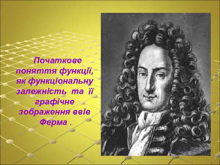 Початкове поняття функції, як функціональну залежність та її графічне зображення ввів Ферма. 