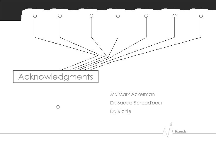 Acknowledgments Mr. Mark Ackerman Dr. Saeed Behzadipour Dr. Richie Biomech 