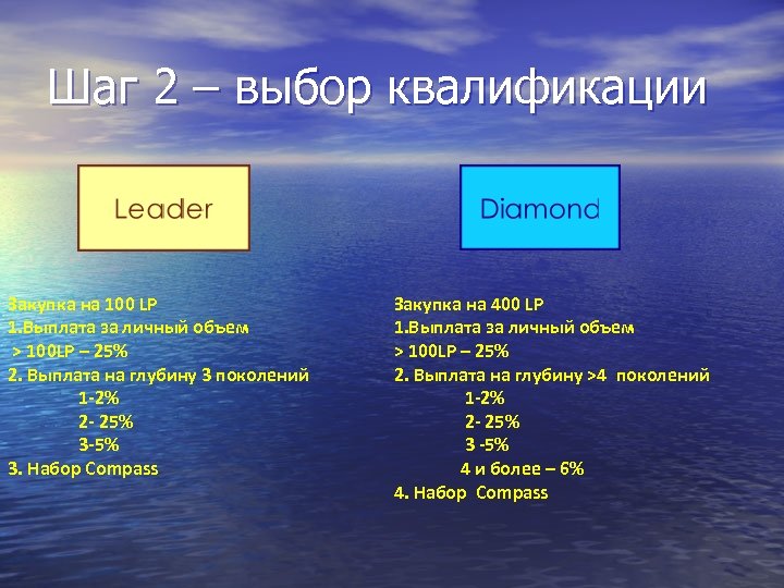 Шаг 2 – выбор квалификации Закупка на 100 LP 1. Выплата за личный объем