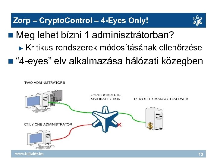 Zorp – Crypto. Control – 4 -Eyes Only! Meg lehet bízni 1 adminisztrátorban? Kritikus