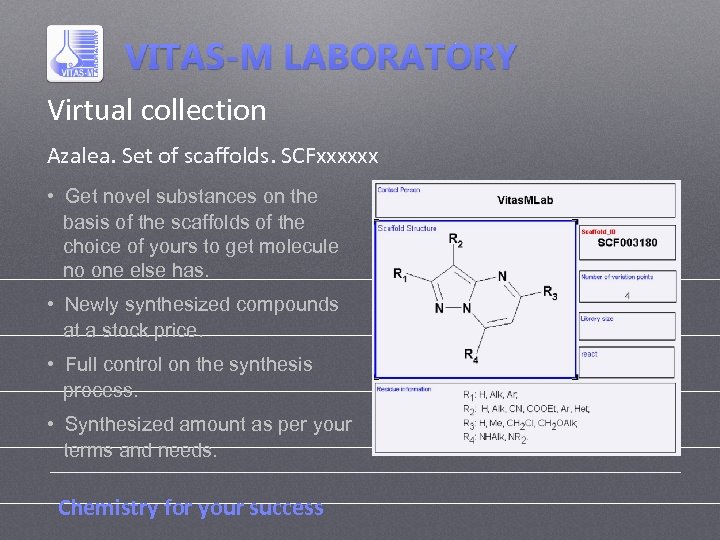 Virtual collection Azalea. Set of scaffolds. SCFxxxxxx • Get novel substances on the basis
