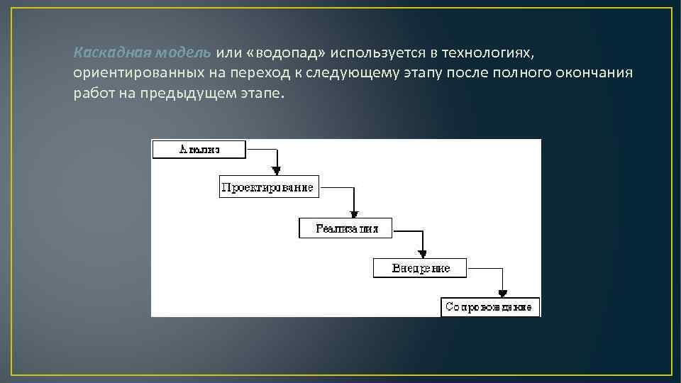 В чем особенность каскадной водопадной модели управления проектами