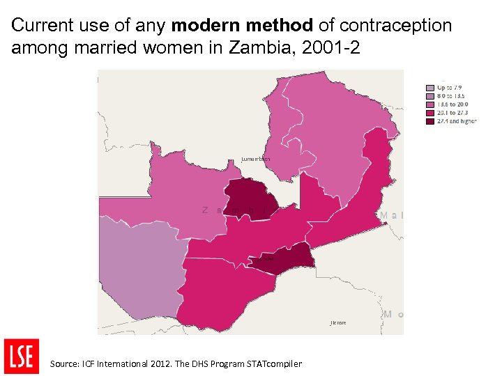 Current use of any modern method of contraception among married women in Zambia, 2001