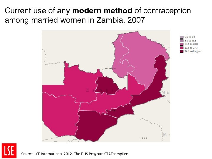 Current use of any modern method of contraception among married women in Zambia, 2007