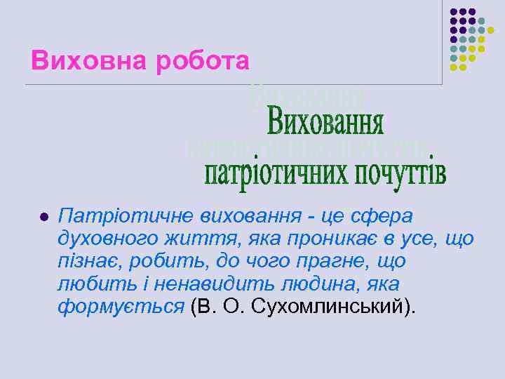 Виховна робота l Патріотичне виховання - це сфера духовного життя, яка проникає в усе,