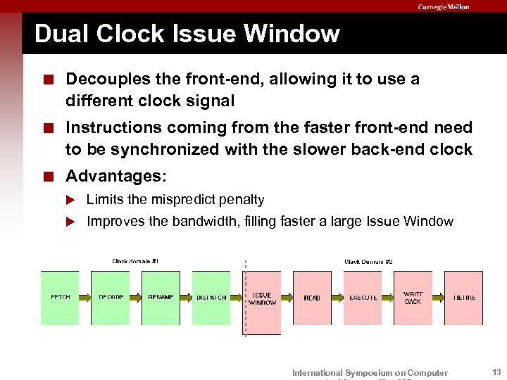 Dual Clock Issue Window < Decouples the front-end, allowing it to use a different