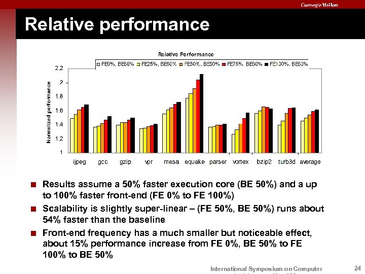 Relative performance < Results assume a 50% faster execution core (BE 50%) and a