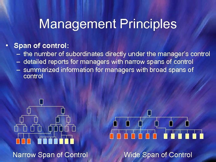 Management Principles • Span of control: – the number of subordinates directly under the