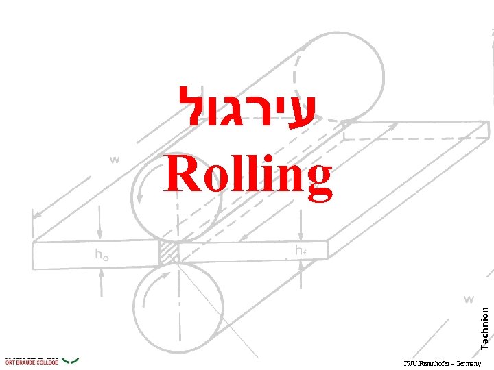 R. Wertheim Technion עירגול Rolling Technion – Israel IWU. Fraunhofer - Germany 