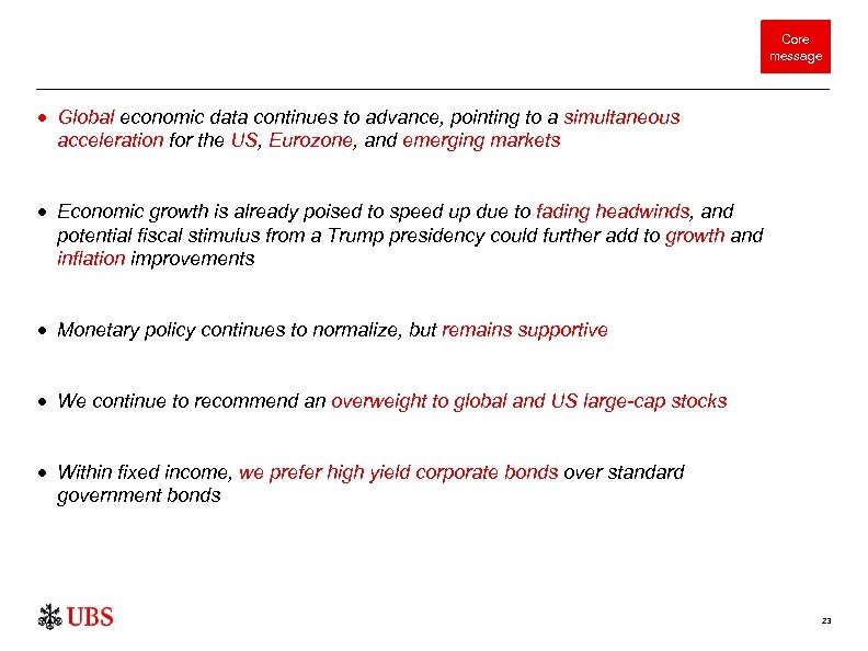 Core message Global economic data continues to advance, pointing to a simultaneous acceleration for