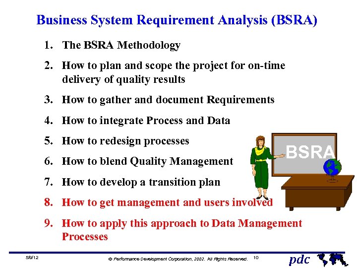 Business System Requirement Analysis (BSRA) 1. The BSRA Methodology 2. How to plan and
