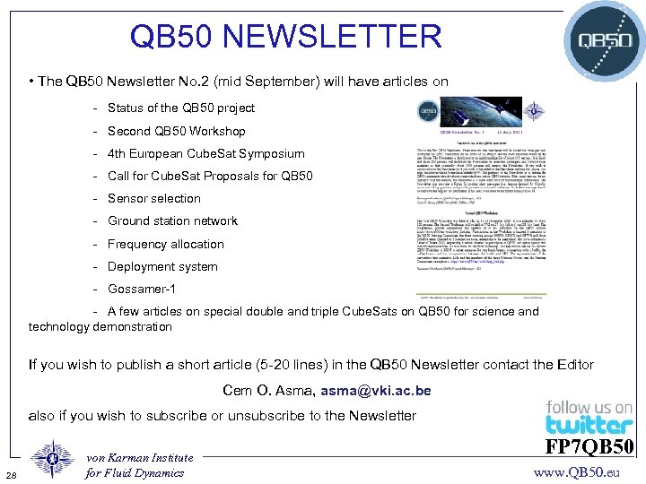 QB 50 NEWSLETTER • The QB 50 Newsletter No. 2 (mid September) will have