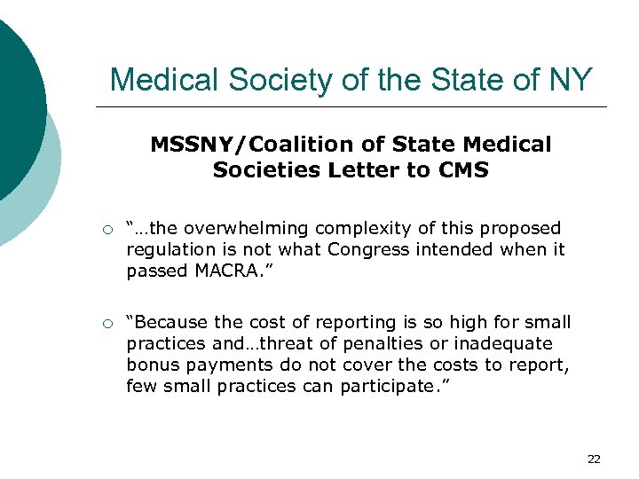 Medical Society of the State of NY MSSNY/Coalition of State Medical Societies Letter to