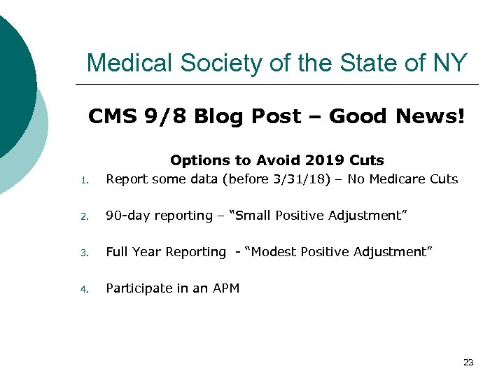 Medical Society of the State of NY CMS 9/8 Blog Post – Good News!