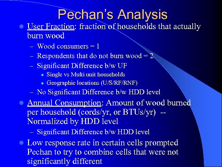 Pechan’s Analysis l User Fraction: fraction of households that actually burn wood – Wood