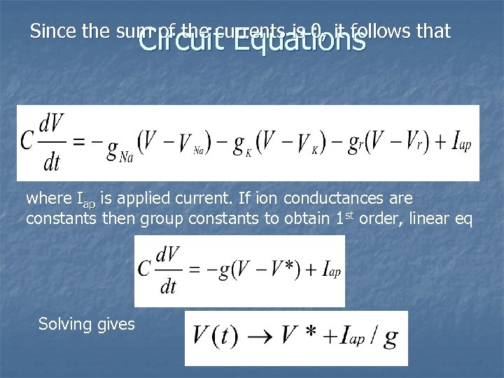 Since the sum of the currents is 0, it follows that Circuit Equations where