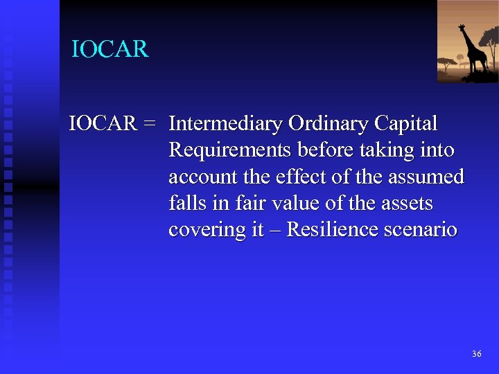 IOCAR = Intermediary Ordinary Capital Requirements before taking into account the effect of the