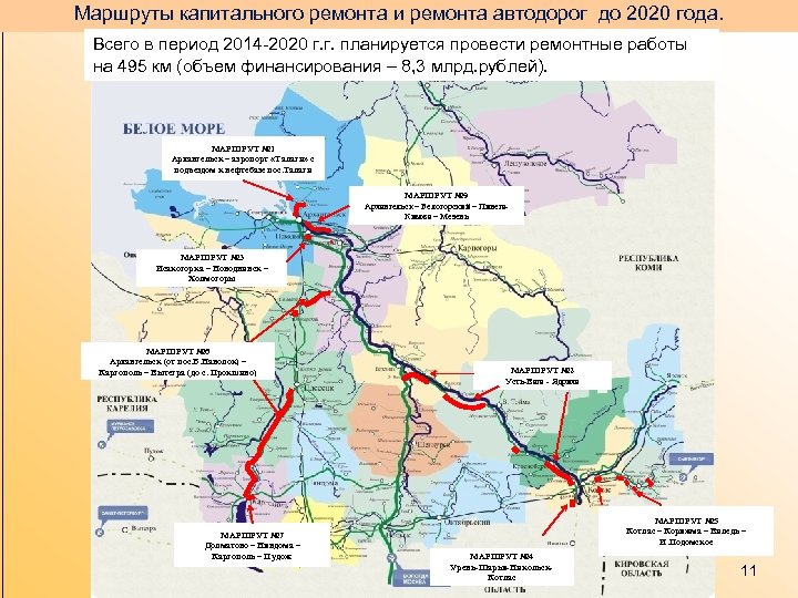Маршруты капитального ремонта и ремонта автодорог до 2020 года. Всего в период 2014 -2020