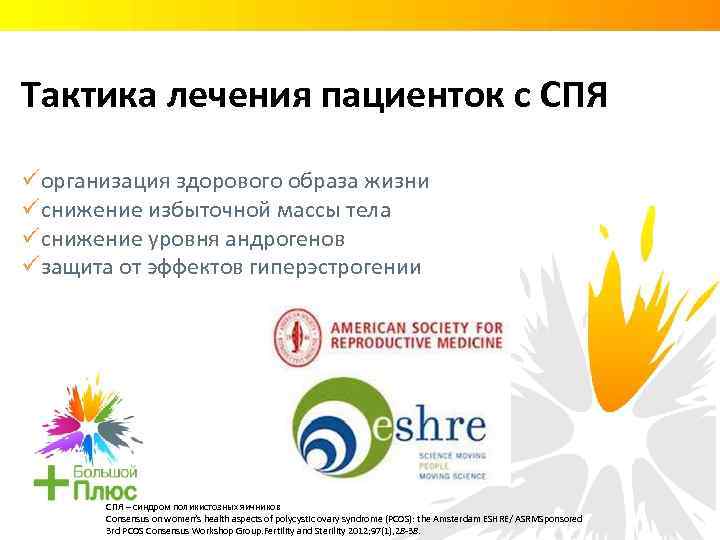 Тактика лечения пациенток с СПЯ üорганизация здорового образа жизни üснижение избыточной массы тела üснижение