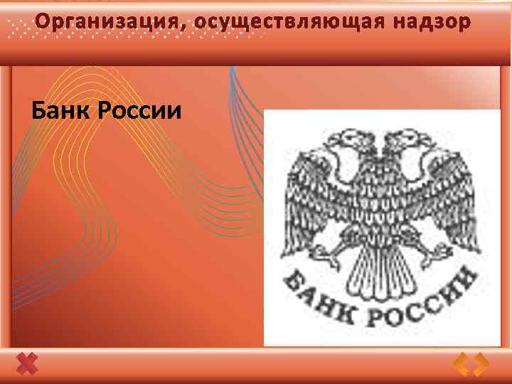 Организация, осуществляющая надзор Банк России 