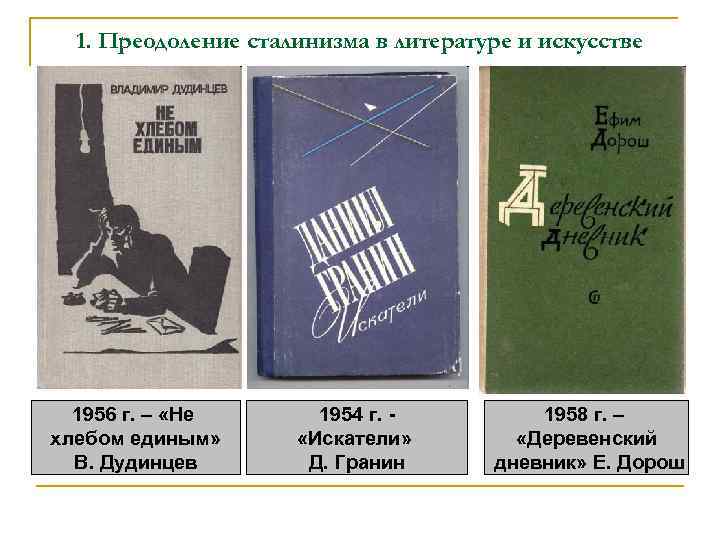 1. Преодоление сталинизма в литературе и искусстве 1956 г. – «Не хлебом единым» В.