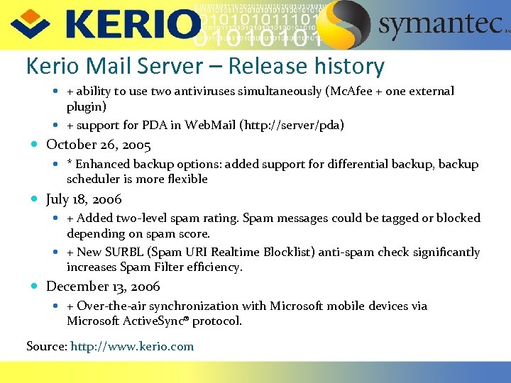 Kerio Mail Server – Release history + ability to use two antiviruses simultaneously (Mc.