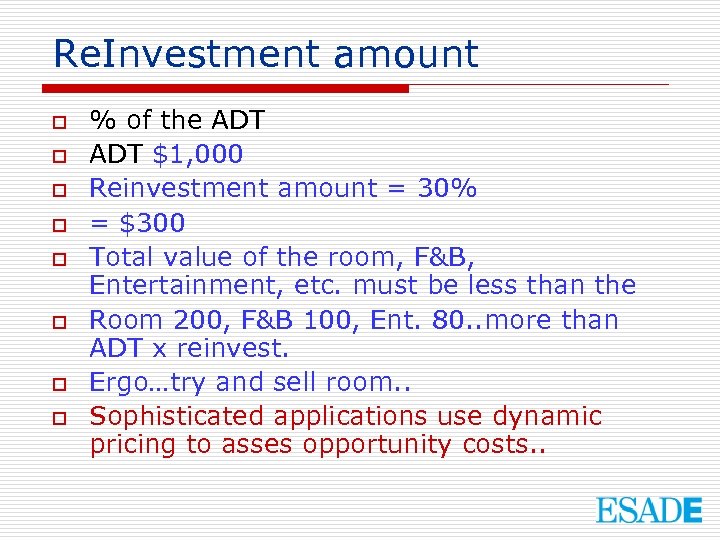 Re. Investment amount o o o o % of the ADT $1, 000 Reinvestment