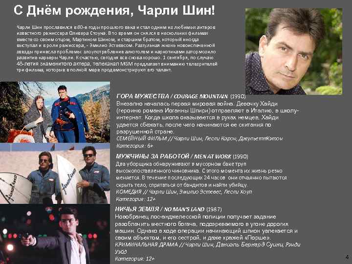 С Днём рождения, Чарли Шин! Чарли Шин прославился в 80 -е годы прошлого века