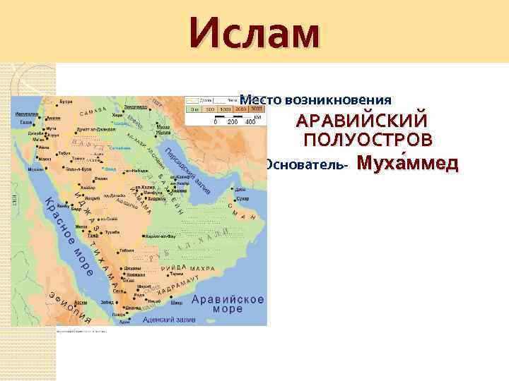 Ислам БУДДИЗМ Место возникновения АРАВИЙСКИЙ ПОЛУОСТРОВ Основатель- Муха ммед 