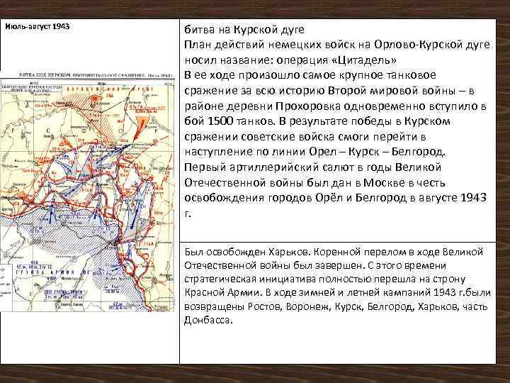 Каковы планы воюющих сторон на 1942 г. Итог битвы 1943. Цитадель итоги. Отметьте на карте действия немецких войск в период операции Цитадель.