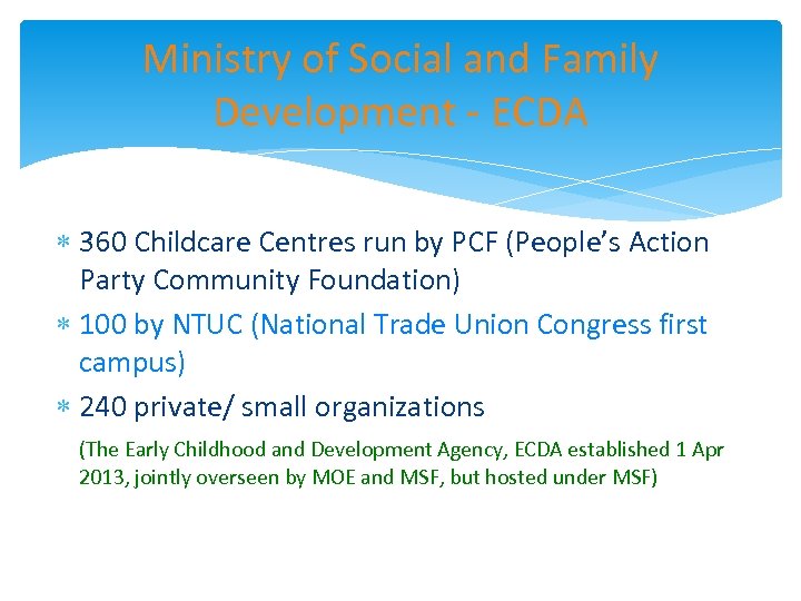 Ministry of Social and Family Development - ECDA 360 Childcare Centres run by PCF