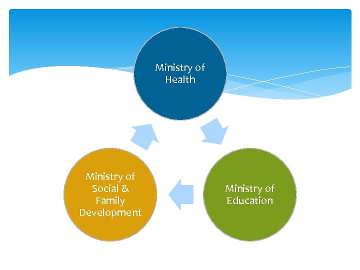 Ministry of Health Ministry of Social & Family Development Ministry of Education 