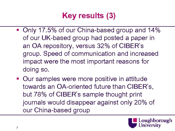 Key results (3) § Only 17. 5% of our China-based group and 14% of