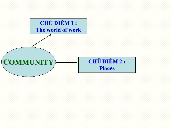 CHỦ ĐIỂM 1 : The world of work COMMUNITY CHỦ ĐIỂM 2 : Places
