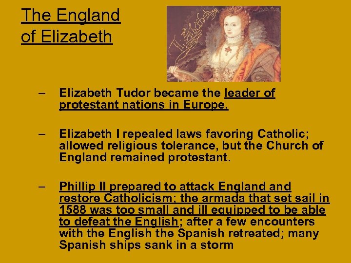 The England of Elizabeth – Elizabeth Tudor became the leader of protestant nations in