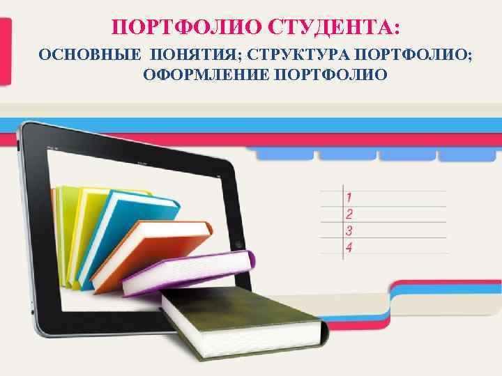 ПОРТФОЛИО СТУДЕНТА: ОСНОВНЫЕ ПОНЯТИЯ; СТРУКТУРА ПОРТФОЛИО; ОФОРМЛЕНИЕ ПОРТФОЛИО 