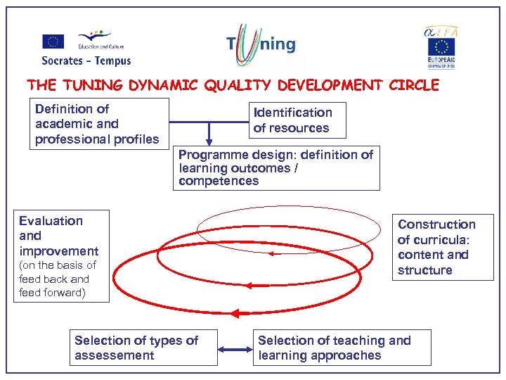THE TUNING DYNAMIC QUALITY DEVELOPMENT CIRCLE Definition of academic and professional profiles Identification of