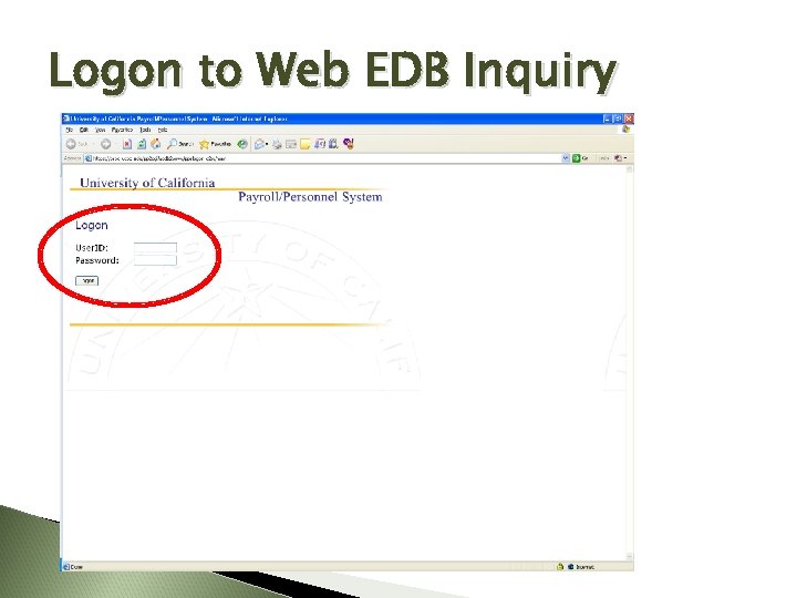 Logon to Web EDB Inquiry 