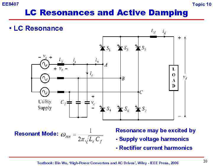 EE 8407 LC Resonances and Active Damping Topic 10 • LC Resonance Resonant Mode: