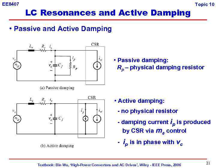 EE 8407 LC Resonances and Active Damping Topic 10 • Passive and Active Damping