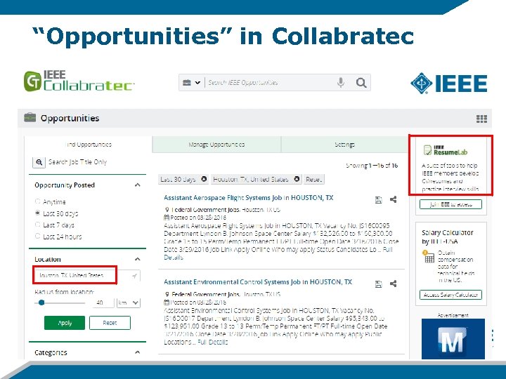 “Opportunities” in Collabratec 