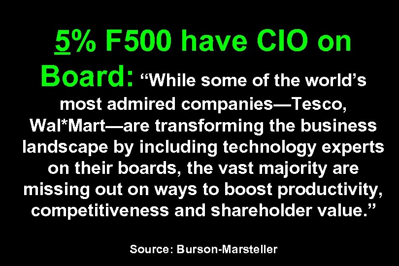 5% F 500 have CIO on Board: “While some of the world’s most admired